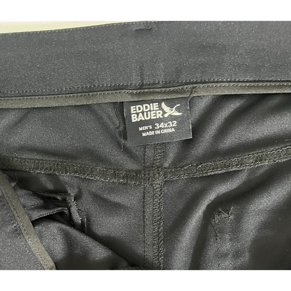 Eddie Bauer Mens Forester Tech Pants 34X32 Black Stretch Wicking Zip Pocket - Picture 11 of 13